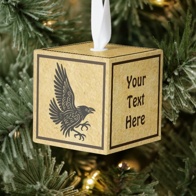 Dancing Norse Raven Cube Ornament (Tree)