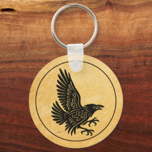 Dancing Norse Raven Keychain