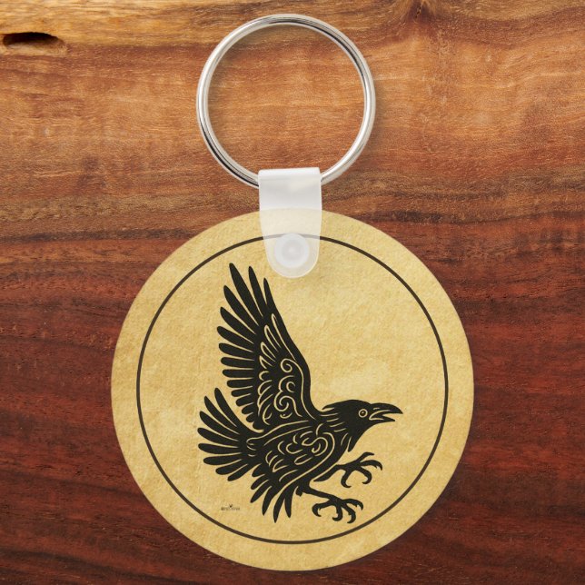 Dancing Norse Raven Keychain (Front)