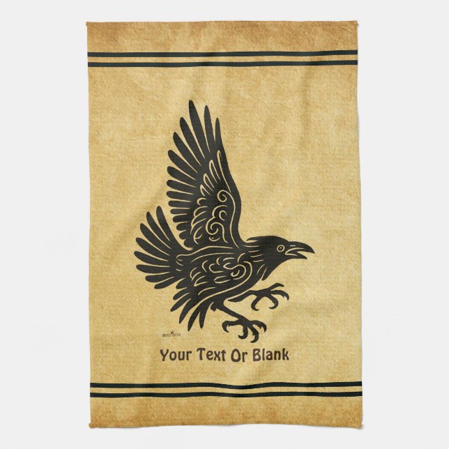 Dancing Norse Raven Kitchen Towel (Vertical)