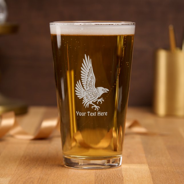 Dancing Norse Raven Pint Glass (Party)