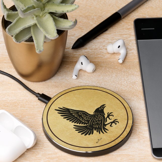 Dancing Norse Raven Wireless Charger (Desk 2)