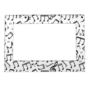 Dancing Notes in Black & White Magnetic Photo Frame