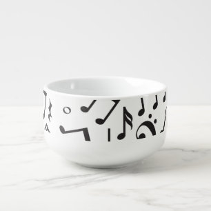 Dancing Notes in Black & White Soup Mug