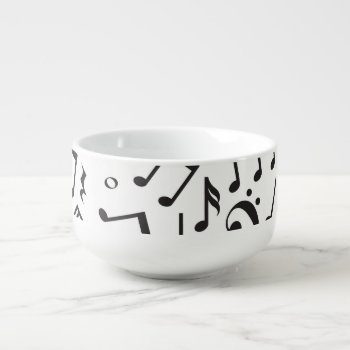 Dancing Notes In Black & White Soup Mug by StuffOrSomething at Zazzle