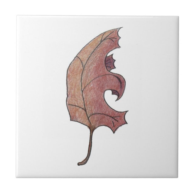 Dancing Oak Leaf Faded Brown Ceramic Tile (Front)