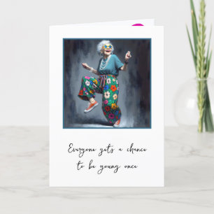Dancing Old Lady For 70th Birthday Card