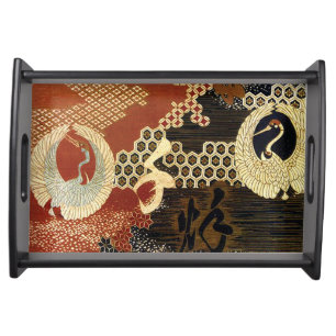 Dancing Oriental Cranes Serving Tray