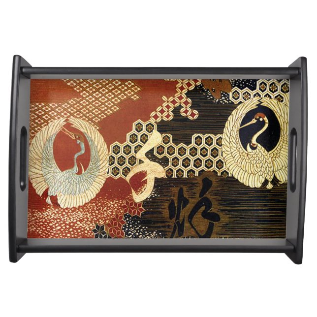 Dancing Oriental Cranes Serving Tray (Front)