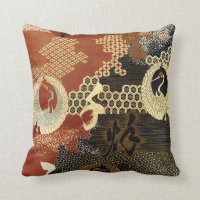 Dancing Oriental Cranes Throw Pillow