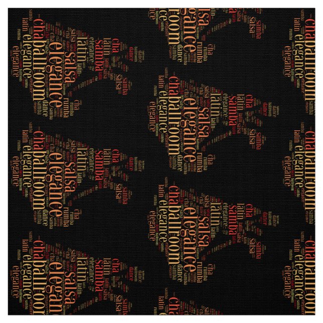 Dancing pair as words cloud design fabric (Swatch)