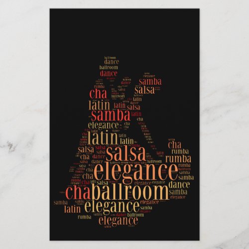 Dancing pair as words cloud design flyer