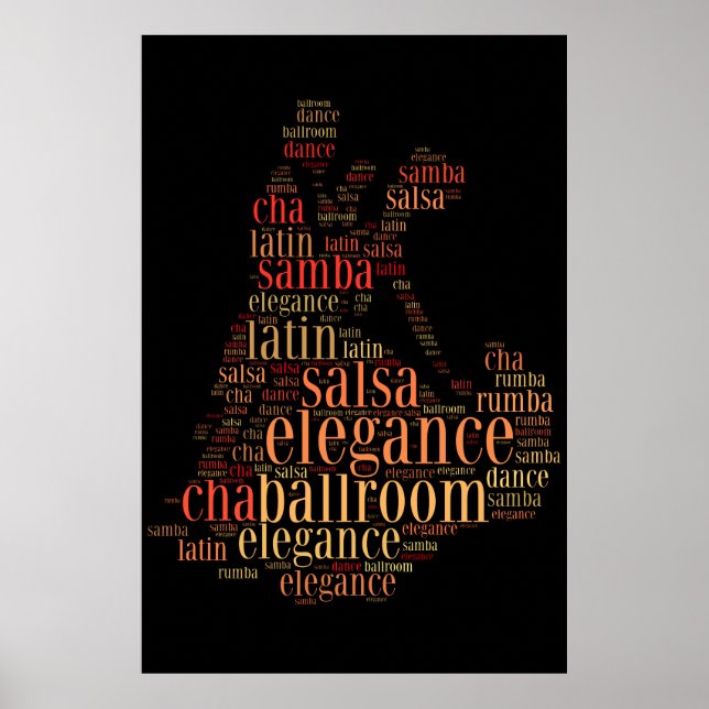 Dancing pair as words cloud design poster (Front)
