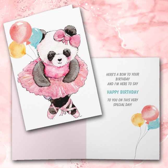 Dancing Panda Bear with Balloons Birthday Card (Creator Uploaded)