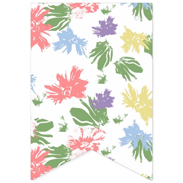 Dancing Pastel Flowers Bunting Flags (First Flag)