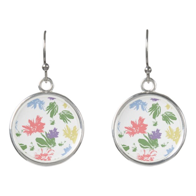 Dancing Pastel Flowers Earrings (Front)