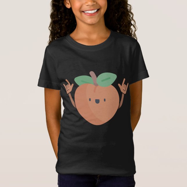 Dancing Peach Funny Summer Fruit Lover Dance Vegan T-Shirt (Front)