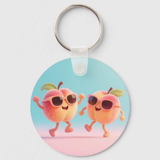 Dancing Peaches Sunglasses Keychain (Front)