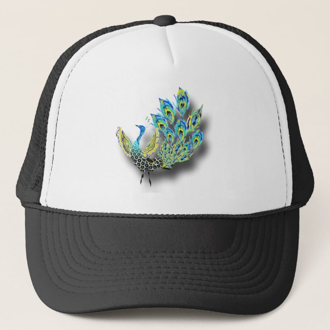 Dancing Peacock Trucker Hat (Front)