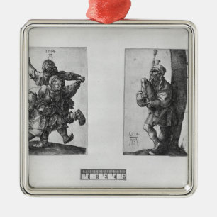 Dancing Peasants and a Bagpipe Player, 1514 Metal Ornament
