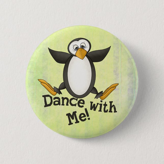 Dancing Penguin Pinback Button (Front)