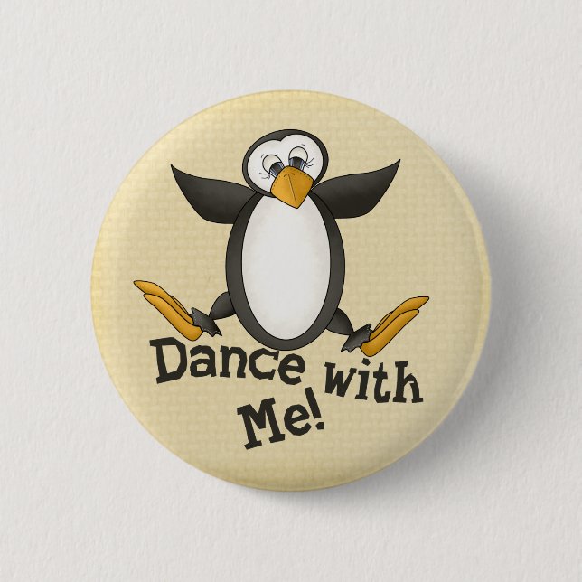 Dancing Penguin Pinback Button (Front)