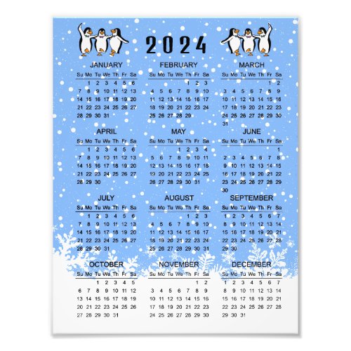 Dancing Penguins 2024 Calendar Poster