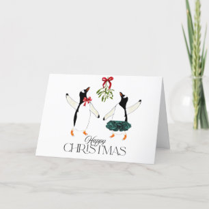 Dancing Penguins Christmas Holiday Card