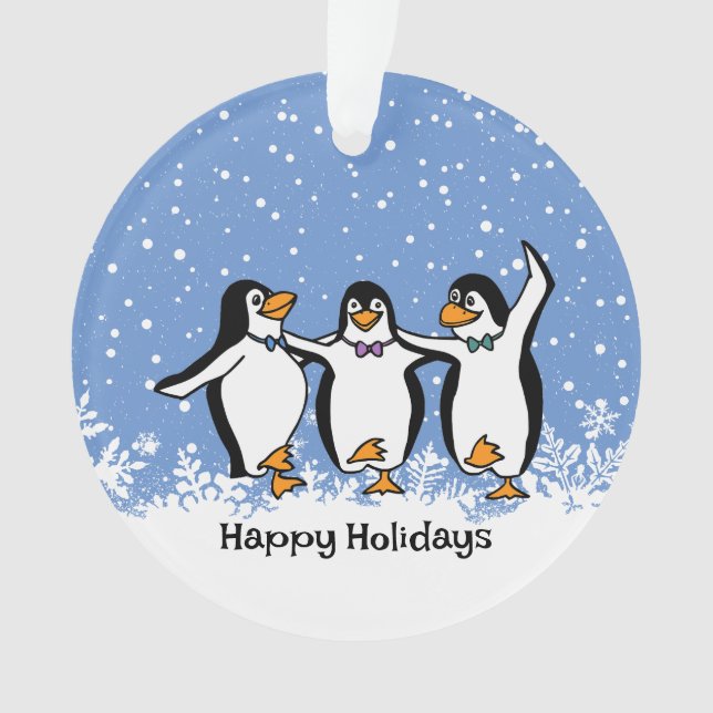 Dancing Penguins Design Acrylic Ornament (Front)