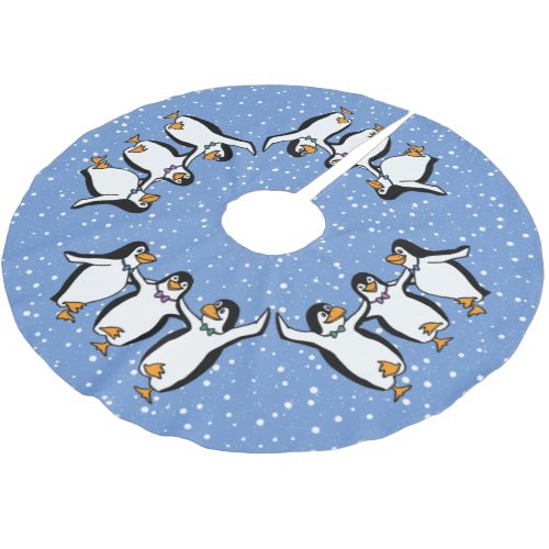 Dancing Penguins Design Christmas Tree Skirt