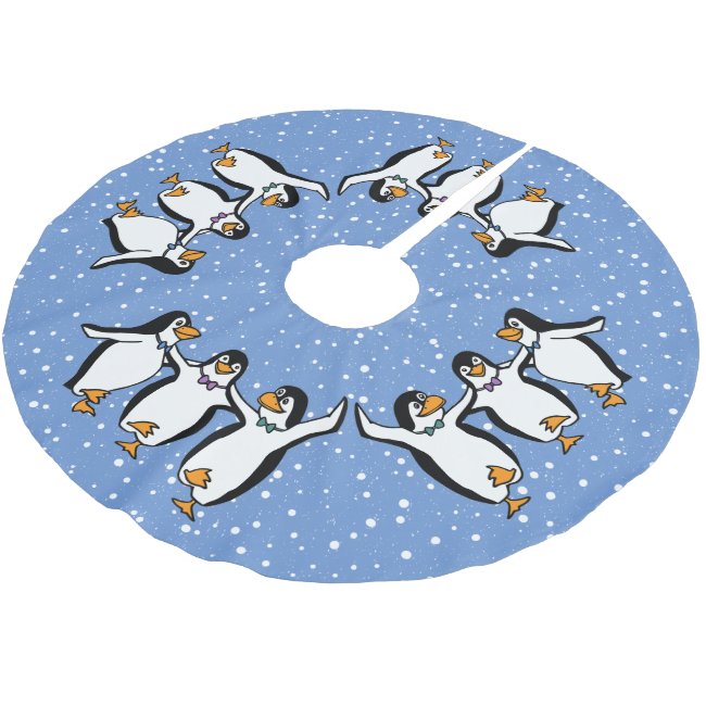 Dancing Penguins Design Christmas Tree Skirt