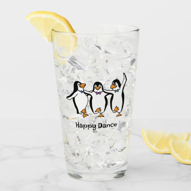 Dancing Penguins Design Drinking Glass