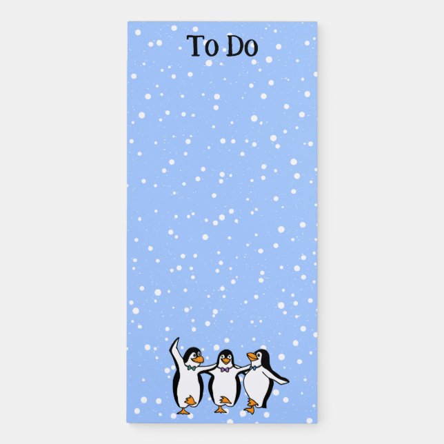 Dancing Penguins Design Magnetic Notepad (Front)