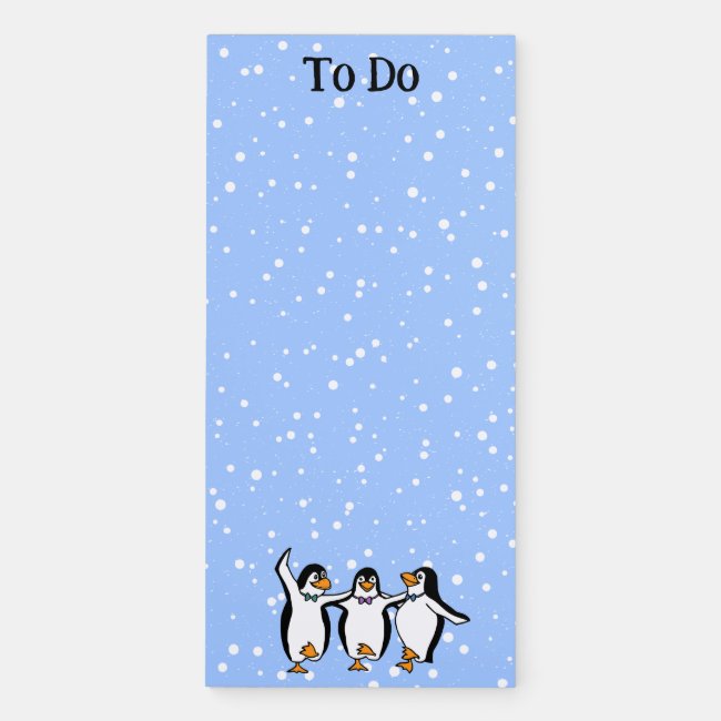 Dancing Penguins Design Magnetic Notepad