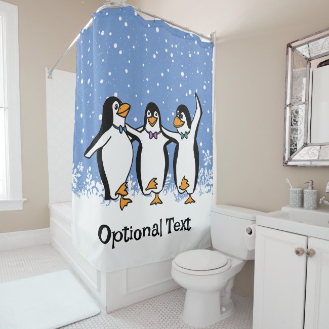 Dancing Penguins Design Shower Curtain