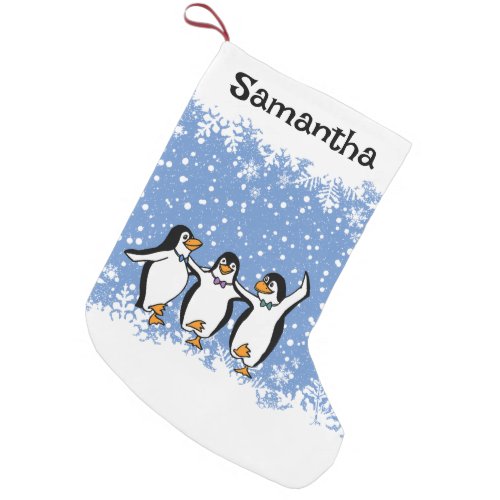 Dancing Penguins Design Small Christmas Stocking