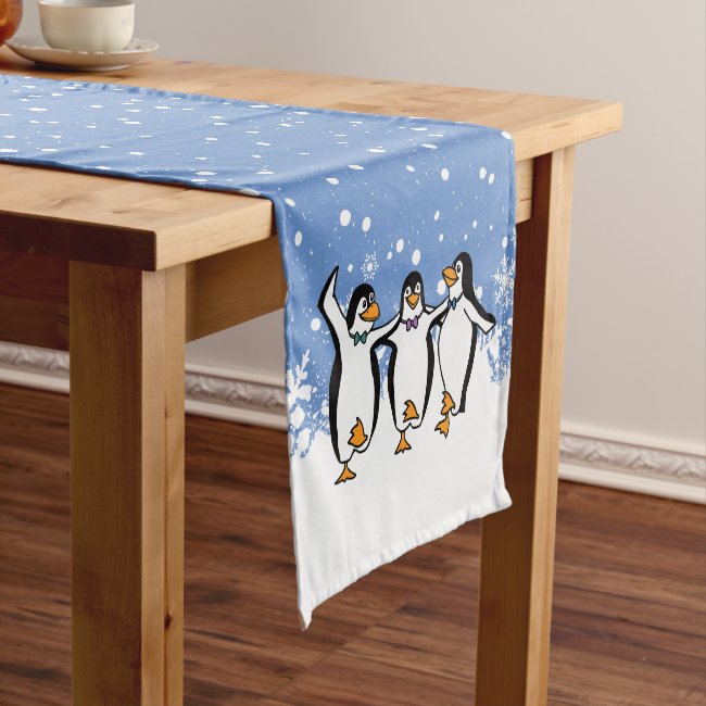Dancing Penguins Winter Christmas Table Runner