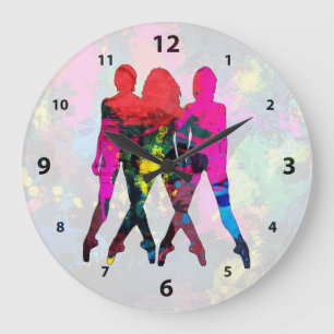 Dancing People Abstract Colors Clock