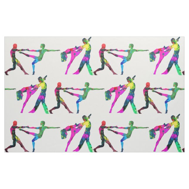 Dancing People Abstract Colors Fabric (Fat Quarter)