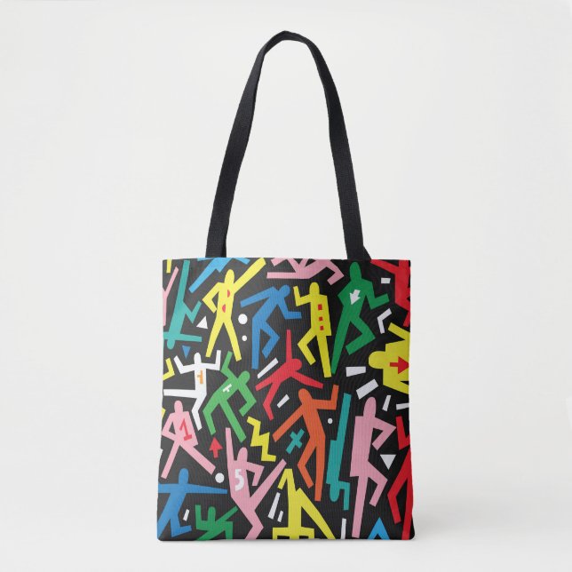 Dancing people, doodle set pattern. tote bag (Front)