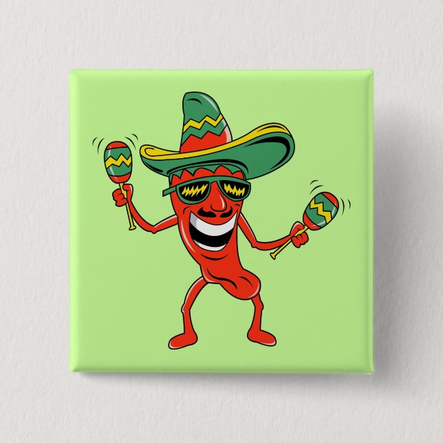 Dancing Pepper Cinco de Mayo Button (Front)