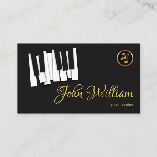 Dancing Piano Keys Minimalist Grand Pianist Business Card