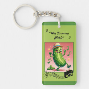 Dancing Pickle with Boom Box Keychain