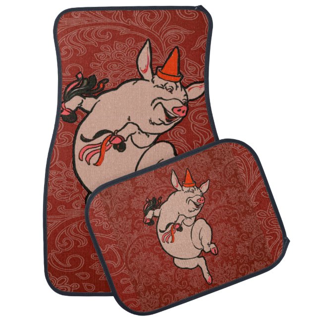 Dancing Pig Antique Cute Dancer Car Floor Mat (Set)