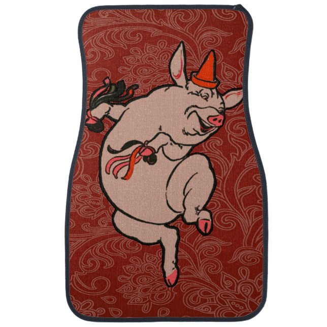 Dancing Pig Antique Cute Dancer Car Mat (Front)