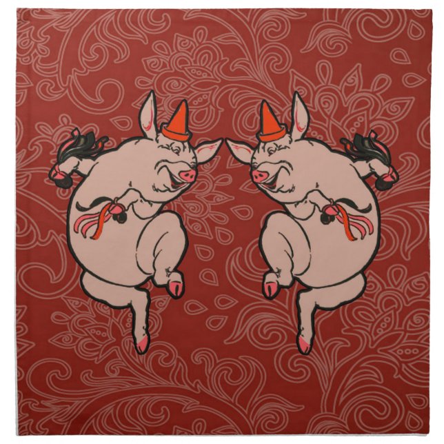 Dancing Pig Antique Cute Dancer Cloth Napkin (Front)