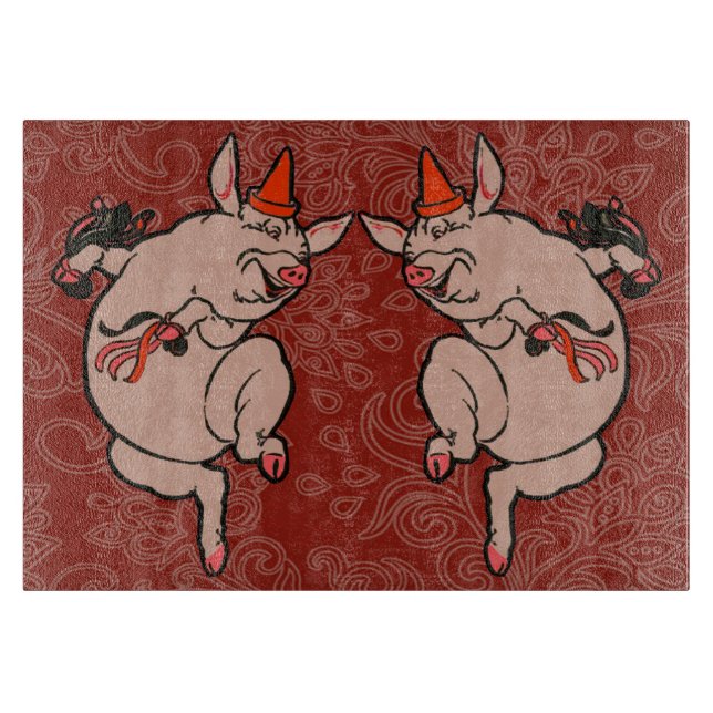 Dancing Pig Antique Cute Dancer Cutting Board (Front)