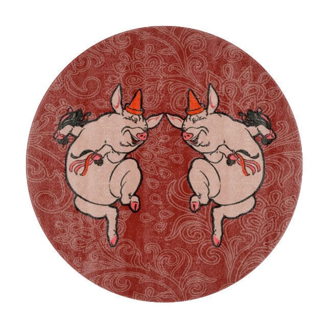 Dancing Pig Antique Cute Dancer Cutting Board (Front)