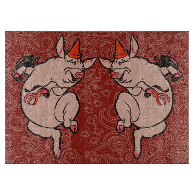 Dancing Pig Antique Cute Dancer Cutting Board (Front)