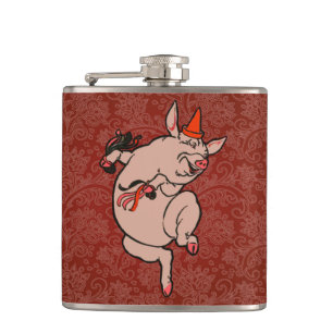 Dancing Pig Antique Cute Dancer Flask